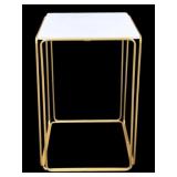 Three Hands Metal Marble Top Table - 28 x 19 x 19
