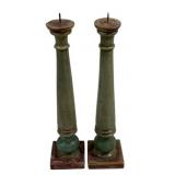 Pair Wood Candleholders 13.25" Tall