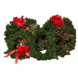 5 Faux Wreaths some w/ bows - largest is 26" round