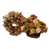 Artificial Flowers & 2 Wreaths