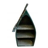 Dark Green Wooden Boat Shaped Wall Shelf