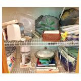 Assorted Items on 2 Shelves