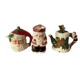 3 Santa Teapot/Pitchers - 9" Tall