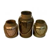 3 Glass Candle Holders - 10.5" tall