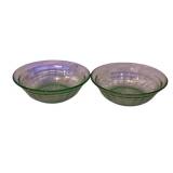 2 Uranium Glass Bowls - 4.5" Round