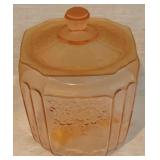 Pink Depression Glass Candy Jar w/ lid