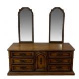 Vintage Spanish Revival Style Wood Triple Dresser