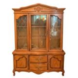 Vintage Wood China Cabinet - 83 x 58 x 17