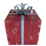 Wood Gift Box Decor w/ metal ribbon