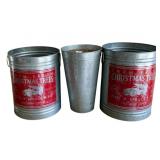 3 Decorative Holiday Pails / Buckets - 16 x 13