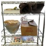 Assorted Items on 3 shelves