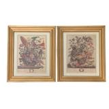 2 Framed Floral Month Prints - 12 x 10