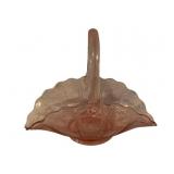 Pink Depression Glass Basket - 9 x 5.5 x 10.5