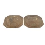 2 Pink Depression Glass Bowls - 6.75" round