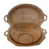 2pcs Pink Depression Glass Dishes