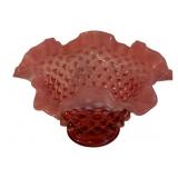 Vintage Fenton Cranberry Opalescent Hobnail Bowl