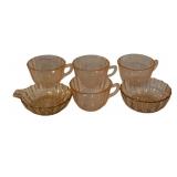 6pcs Pink Depression Glass Items