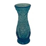 Vintage Blue Patterned Pressed Glass Vase