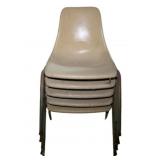 5 Vintage Hard Plastic Stackable Chairs