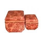 2 Vintage Upholstered Ottomans