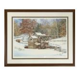 Framed "First Snow at Mabry Mill" Print, signed