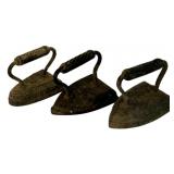3 Antique Sad Irons - 6 x 5 x 4