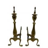 Pair Chippendale Brass Andirons - 23 x 17 x 8