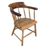Vintage Plank Seat Wood Chair - 30 x 21.5 x 20