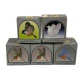 5 Andrea Bird Ornaments in Boxes
