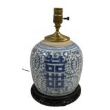 Ceramic Blue/White Lamp Base 14"