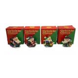 4 Crinkle Claus Ornaments in Boxes