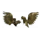 Pair Fighting Rooster Buffet Birds - 7 x 9 x 6