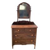Vintage Vanity w/ Carvings & Tilt Mirror