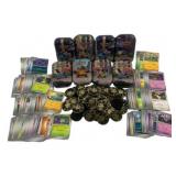 334 Pokemon Cards, Coins & 8 Metal Tins