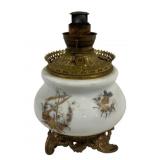 Painted Glass Oil Lamp Base - 11.5" Tall