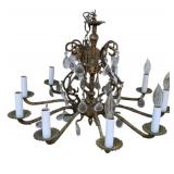 Vintage Brass 24" Chandelier w/ Prisms