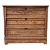 Vintage Butterprint Carved 3 Drawer Chest