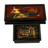 2 Wood Trinket Boxes 2.5"x4.3"x6.5"