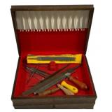 Wooden Box w/ Contents - 14.5 x 11 x 5.5