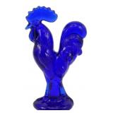 Cobalt Glass Rooster Figure 4.5"