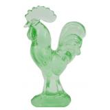 Green Glass Rooster Figure 4.5"