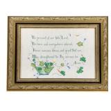 Framed Needlepoint "Prayer" - 13 x 15.5