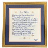 Framed Needlepoint "Our Mother" - 15.5 x 13.5