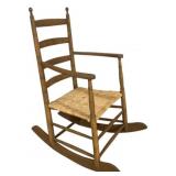 Vintage Wood Rocker w/ woven seat - 40 x 34 x 32