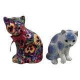 2 Ceramic Cats - 8 Inches Tall