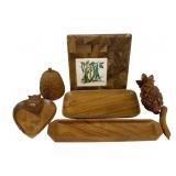 Lot of Assorted Wood Trays & More