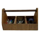 Wooden Toolbox w/ Contents - 17 x 10 x 8.5