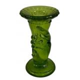 Green Fenton Glass Bud Vase - 4" Tall