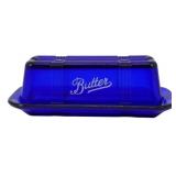 Cobalt Glass Butter Dish 2.5"x6.5"x3"