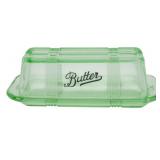 Green Glass Butter Dish 2.5"x6.5"x3"